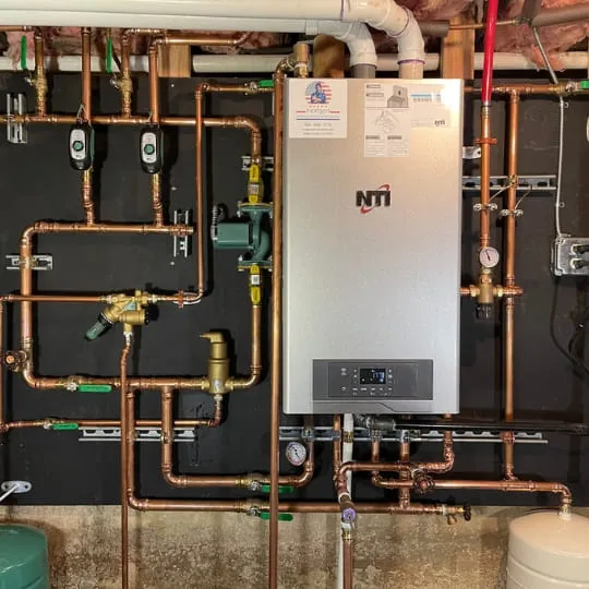 Combination boiler with copper piping installed by American Way